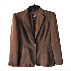 Brown collared striped blazer suit jacket